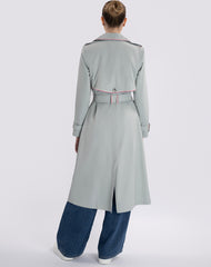 Dusty Blue Trench Coat with Playful Trims