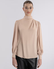 Draped Satin Top in Ivory