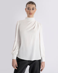 Draped Satin Top in Subtle Nude