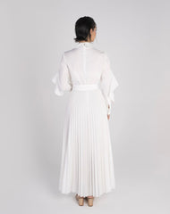 white pleated dress