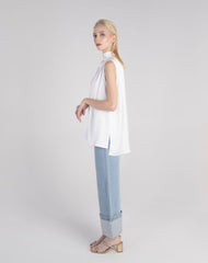 White sleeveless top