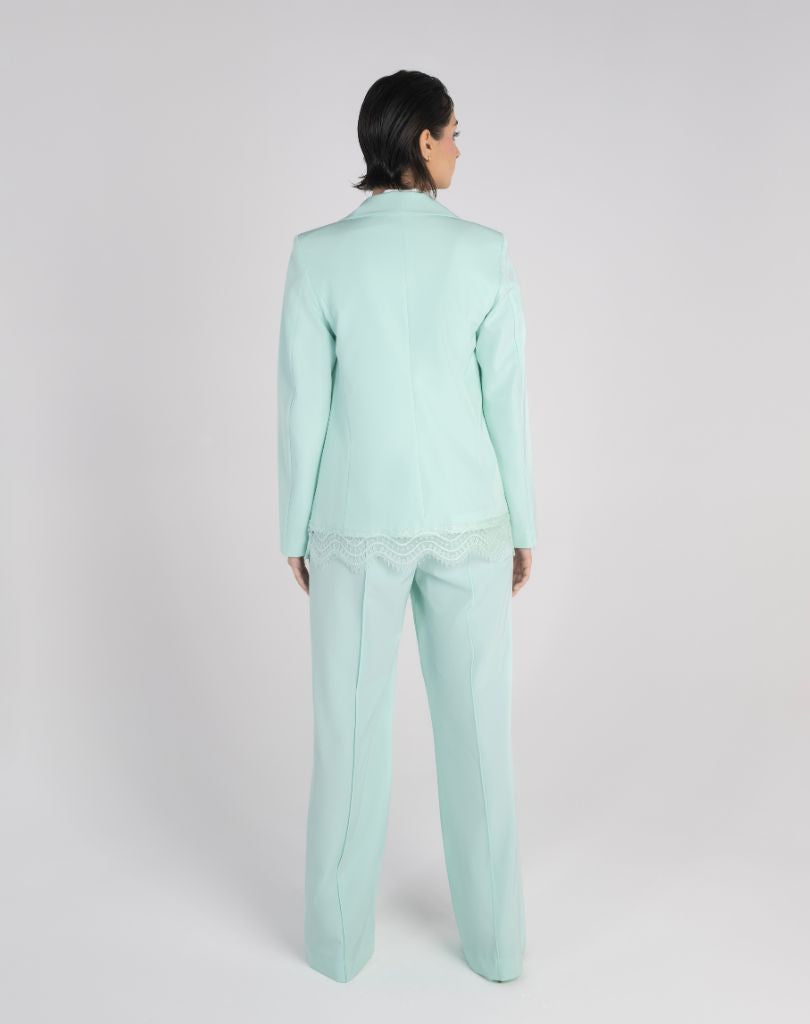 aqua lace suit