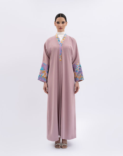 Dark rose jacquard abaya