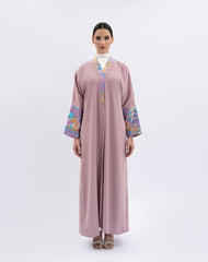 Dark rose jacquard abaya