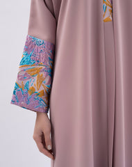 Dark rose jacquard abaya