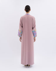 Dark rose jacquard abaya