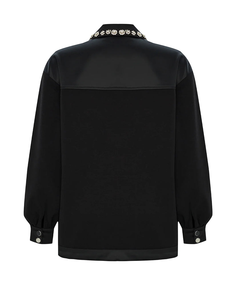 Black embellished scuba Jacket