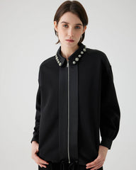 Black embellished scuba Jacket