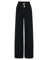 Black Straight Cut Denim Pants