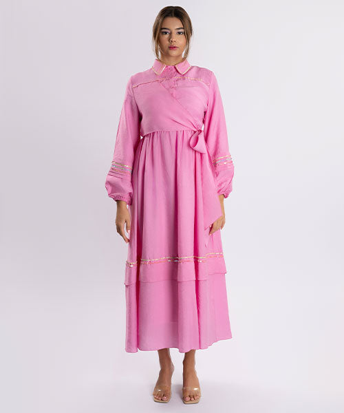 Maeva's Ethereal pink Wrap Dress